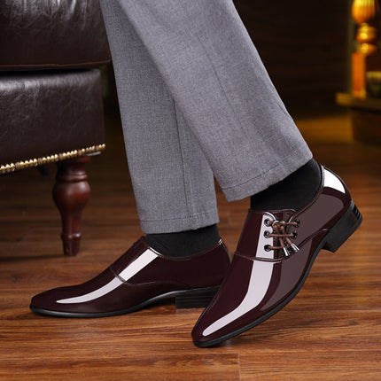 Pointed Business Dress Men Glossy Casual Leather Shoes, Size:44(Brown)-garmade.com