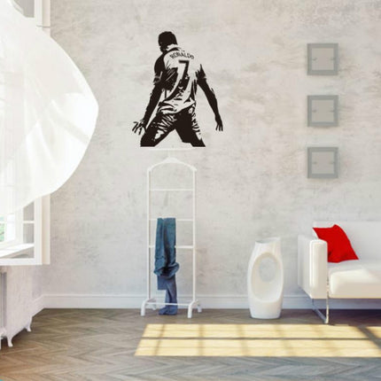 Football Player Action Silhouette Student Dormitory Bedroom Decoration Wall Sticker, Size:Medium 58x74cm-garmade.com