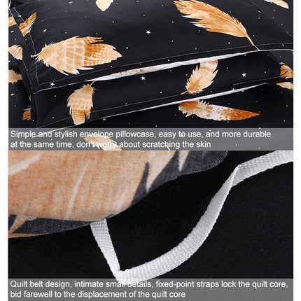 4 PCS/Set Bedding Set Geometric Patterns Linen Duvet Cover Flat Sheet Pillowcase Sets, Size:2.2 M(Leaf Shadow)-garmade.com