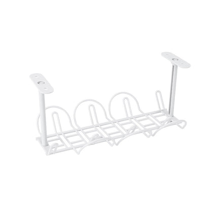 Cable Wire Rack Table Bottom Hanging Basket Shelf Organizing Plug-in Cable Board Storage Rack(White)-garmade.com