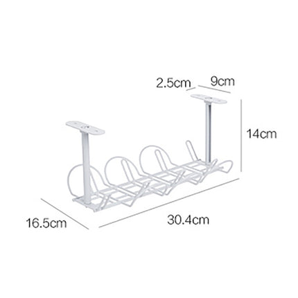 Cable Wire Rack Table Bottom Hanging Basket Shelf Organizing Plug-in Cable Board Storage Rack(White)-garmade.com