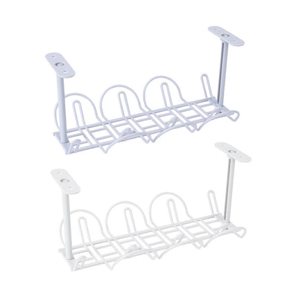 Cable Wire Rack Table Bottom Hanging Basket Shelf Organizing Plug-in Cable Board Storage Rack(White)-garmade.com