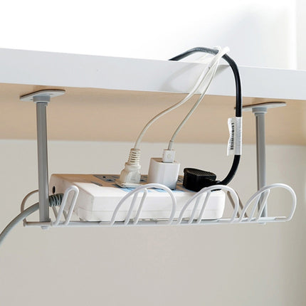 Cable Wire Rack Table Bottom Hanging Basket Shelf Organizing Plug-in Cable Board Storage Rack(White)-garmade.com