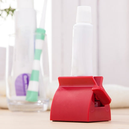 Toothpaste Facial Cleanser Hand Cream Automatic Squeezer Bathroom Supplies(Red)-garmade.com