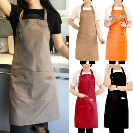 2 PCS Canvas Apron Milk Tea Coffee Shop Baking Restaurant Fashion Men and Women Overalls(Orange)-garmade.com