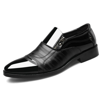 Men Business Dress Pointed Toe Slip-On Shoes, Size:39(Black)-garmade.com