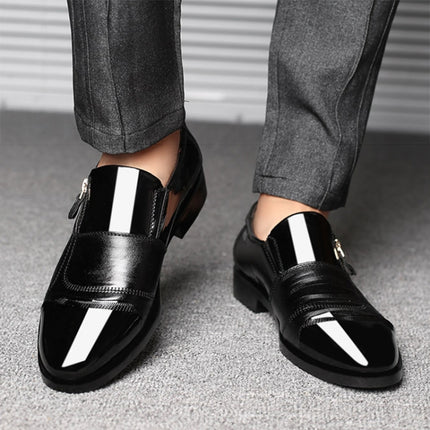 Men Business Dress Pointed Toe Slip-On Shoes, Size:40(Black)-garmade.com