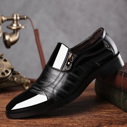 Men Business Dress Pointed Toe Slip-On Shoes, Size:43(Black)-garmade.com