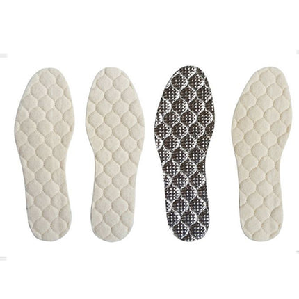 1 Pair Men And Women Wool Warm Insole Aluminum Film Insulation Sports Shock Insoles, Size:S(36-38)(Beige)-garmade.com