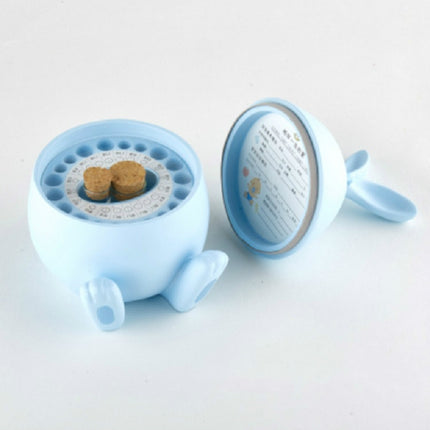 Baby Tooth Box Cute Rabbit Baby Navel Belt Hair Souvenir Bottle(Blue Rabbit)-garmade.com