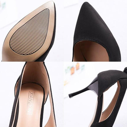 Women Shoes Bow Pointed Toe Stiletto Heels, Size:34(Black)-garmade.com