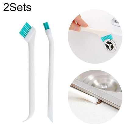 2 Sets 2 in 1 Double Head Door Window Gap Cleaning Brush Cup Brush with Tail Scraper(White)-garmade.com