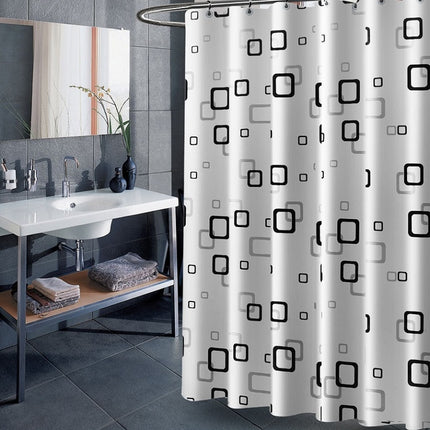 Bathroom Thick Waterproof Shower Curtain, Size:180X180cm, Style:with Copper Buckle-garmade.com