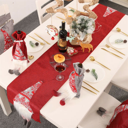 Christmas Tablecloth Santa Claus Table Runner Hotel Banquet Table Flag for Festival Decoration(Gray)-garmade.com