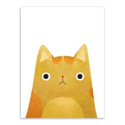 Cute Cat And Avatar Poster Print Canvas Painting Home Art Decoration, Size:21×30cm (Yellow)-garmade.com