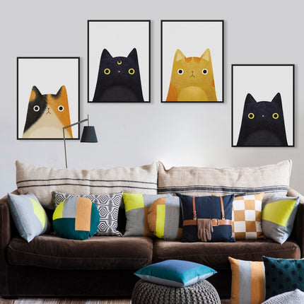 Cute Cat And Avatar Poster Print Canvas Painting Home Art Decoration, Size:21×30cm (Yellow)-garmade.com