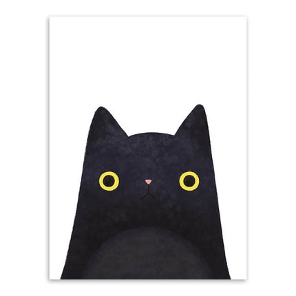 Cute Cat And Avatar Poster Print Canvas Painting Home Art Decoration, Size:21×30cm (Black)-garmade.com