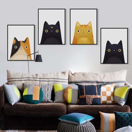 Cute Cat And Avatar Poster Print Canvas Painting Home Art Decoration, Size:21×30cm (Black)-garmade.com