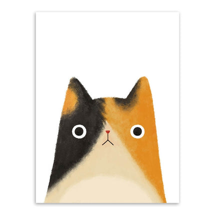 Cute Cat And Avatar Poster Print Canvas Painting Home Art Decoration, Size:30×40cm (Yellow and Black)-garmade.com