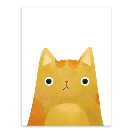 Cute Cat And Avatar Poster Print Canvas Painting Home Art Decoration, Size:30×40cm (Yellow)-garmade.com