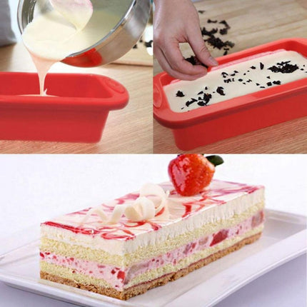 Rectangular Silicone Mold Chocolate Cake Decoration Accessories Baking Tools(Red)-garmade.com