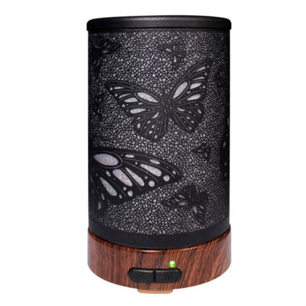 Butterfly Pattern Air Humidifier Essential Oil Diffuser Mist Maker Colorful LED Lamp Diffuser Aromatherapy Air Purifier, Plug Type:US Plug(Black)-garmade.com