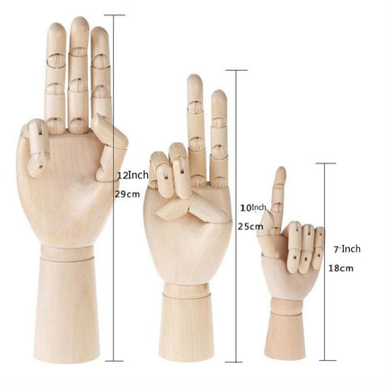 Wooden Doll Hand Joint Movable Hand Model Wooden Hand Art Sketch Tool, Size:7 Inch(Left Hand)-garmade.com