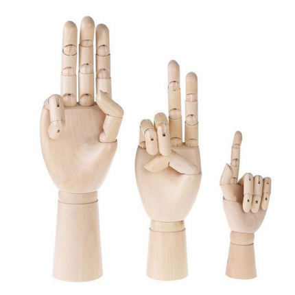 Wooden Doll Hand Joint Movable Hand Model Wooden Hand Art Sketch Tool, Size:10 Inch(Left Hand)-garmade.com