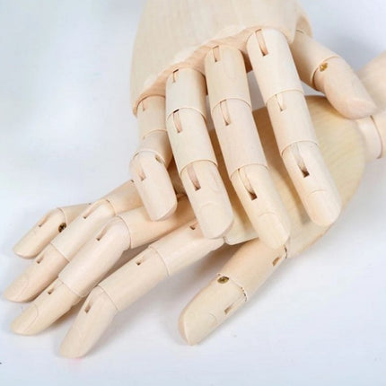 Wooden Doll Hand Joint Movable Hand Model Wooden Hand Art Sketch Tool, Size:12 Inch(Left Hand)-garmade.com