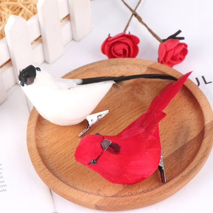 Real Feather Simulation Bird Horticultural Decoration Bird Craft Foam Bird(Red)-garmade.com