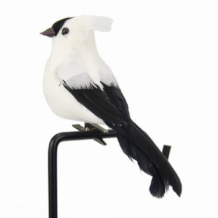 Real Feather Simulation Bird Horticultural Decoration Bird Craft Foam Bird(White)-garmade.com