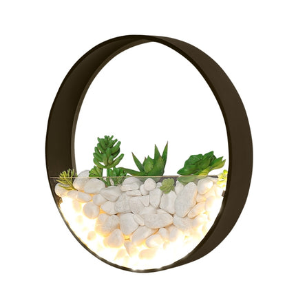 Living Room Background Wall Bedroom Bedside Round Succulent Garden Decorative Wall Lamp, Size:30 x 5 cm(White)-garmade.com