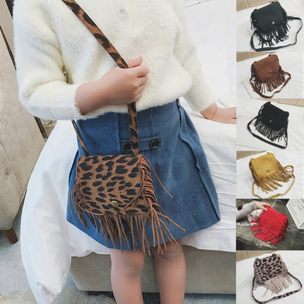 Mini Messenger Bag Cute Tassel Design Kids Coin Purses Children Handbags Shoulder Bags(Dark Khaki)-garmade.com
