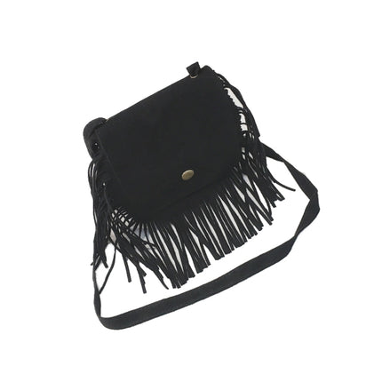Mini Messenger Bag Cute Tassel Design Kids Coin Purses Children Handbags Shoulder Bags(Black)-garmade.com
