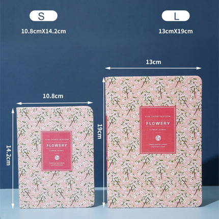 PU Leather Flower Diary Weekly Plan Cute Notepad Small Fresh Business Notebook Office Study Stationery, Size:A5(Pink Cherry Blossoms)-garmade.com
