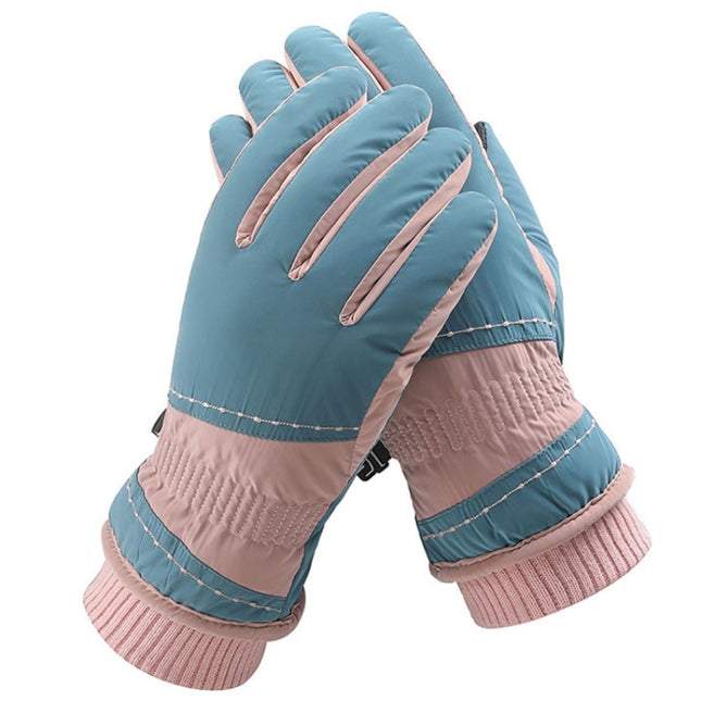 1 Pair WZ-207 Outdoor Warm And Windproof Thickened Cycling Sports Anti-fall Gloves(Blue Pink)-garmade.com