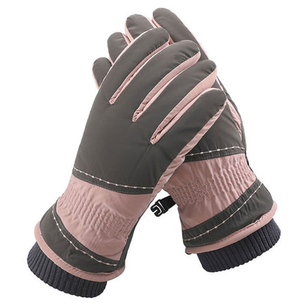 1 Pair WZ-207 Outdoor Warm And Windproof Thickened Cycling Sports Anti-fall Gloves(Gray Pink)-garmade.com