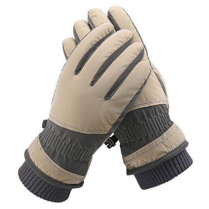 1 Pair WZ-207 Outdoor Warm And Windproof Thickened Cycling Sports Anti-fall Gloves(Coffee Gray)-garmade.com