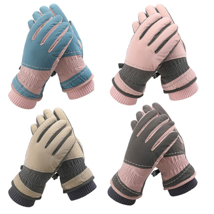 1 Pair WZ-207 Outdoor Warm And Windproof Thickened Cycling Sports Anti-fall Gloves(Gray Pink)-garmade.com
