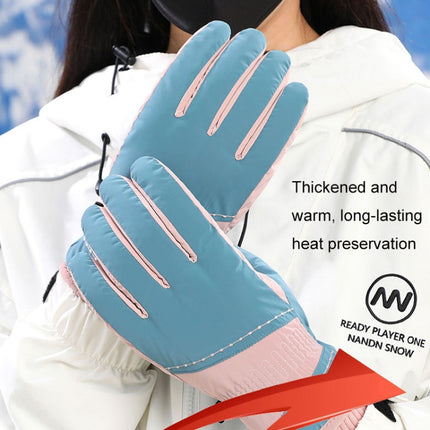 1 Pair WZ-207 Outdoor Warm And Windproof Thickened Cycling Sports Anti-fall Gloves(Blue Pink)-garmade.com