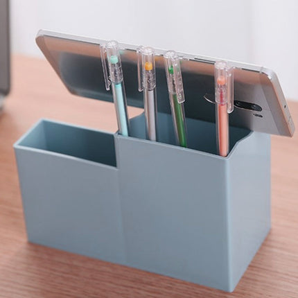 Creative Multifunctional Desktop Plastic Storage Phone Holder Pen Holder(Grey)-garmade.com