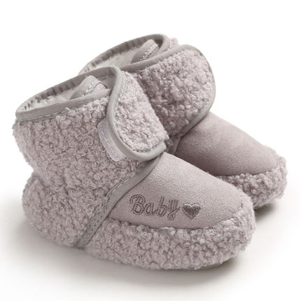 Newborn Baby 0-1 Years Old in Autumn and Winter Keep Warm Soft Bottom Toddler Shoes, Size:Inner Length 11cm(Gray)-garmade.com