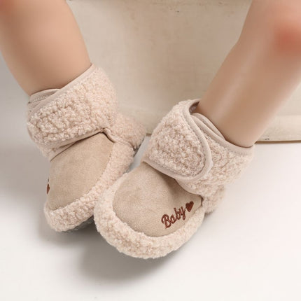 Newborn Baby 0-1 Years Old in Autumn and Winter Keep Warm Soft Bottom Toddler Shoes, Size:Inner Length 11cm(Khaki)-garmade.com