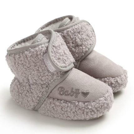 Newborn Baby 0-1 Years Old in Autumn and Winter Keep Warm Soft Bottom Toddler Shoes, Size:Inner Length 12cm(Gray)-garmade.com
