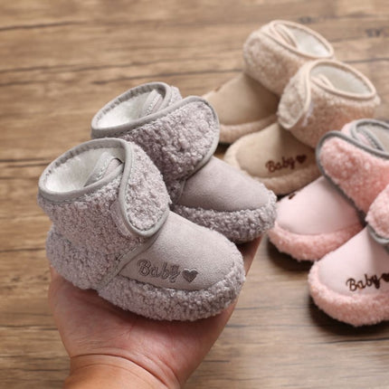 Newborn Baby 0-1 Years Old in Autumn and Winter Keep Warm Soft Bottom Toddler Shoes, Size:Inner Length 12cm(Khaki)-garmade.com