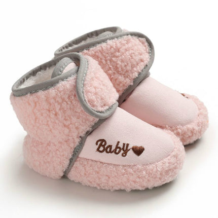Newborn Baby 0-1 Years Old in Autumn and Winter Keep Warm Soft Bottom Toddler Shoes, Size:Inner Length 13cm(Pink)-garmade.com