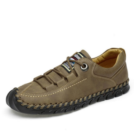 Leather Men Casual Shoes Outdoor Shoes, Size:38(Khaki)-garmade.com