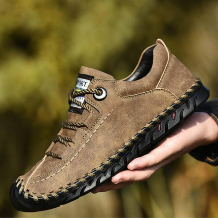 Leather Men Casual Shoes Outdoor Shoes, Size:38(Khaki)-garmade.com