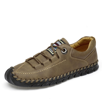 Leather Men Casual Shoes Outdoor Shoes, Size:39(Khaki)-garmade.com