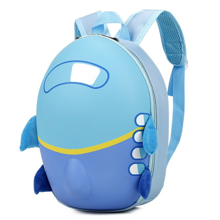 Kids Kindergarten Schoolbag Small Plane Backpack Waterproof Breathable Eggshell Backpack(Blue)-garmade.com